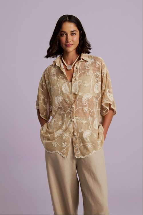 CAMISA OVER PASLEY - BRUMA