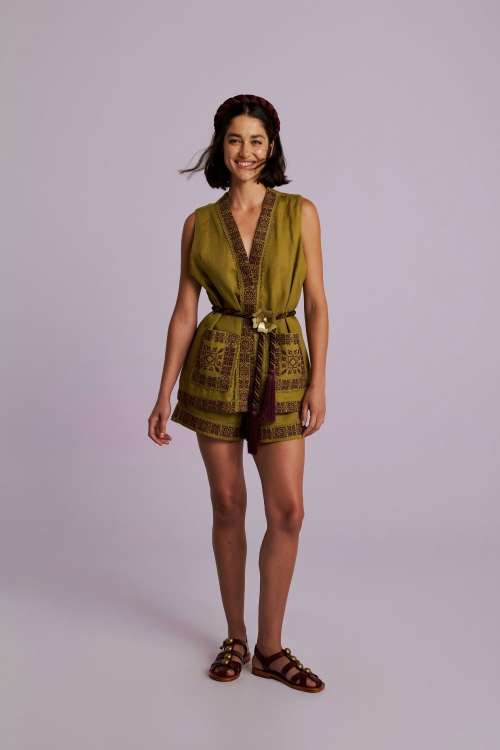 SHORTS LINEN HERA - VERDE CAMPESTRE