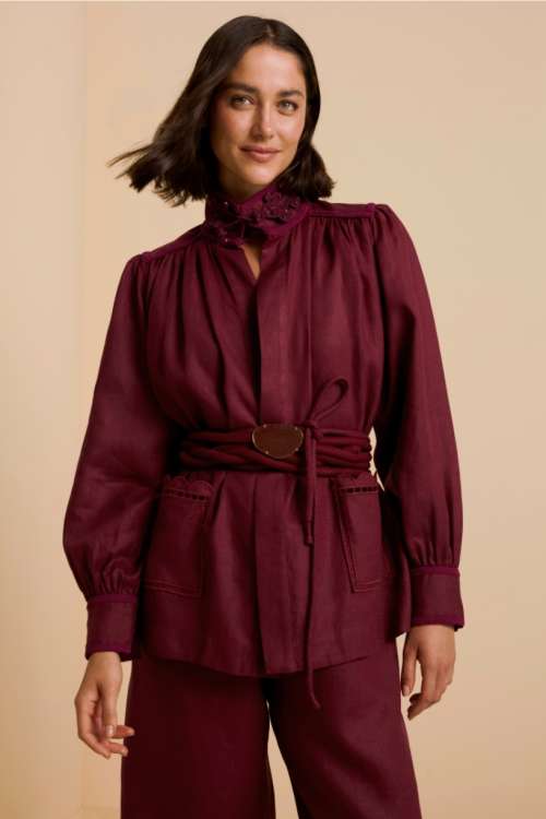CAMISA LINEN VIOLETA - BERRY