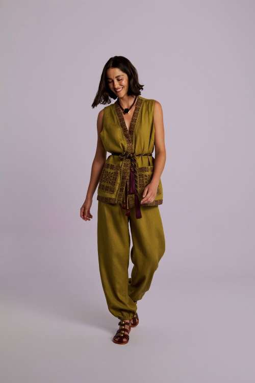 CALÇA LINEN HERA - VERDE CAMPESTRE